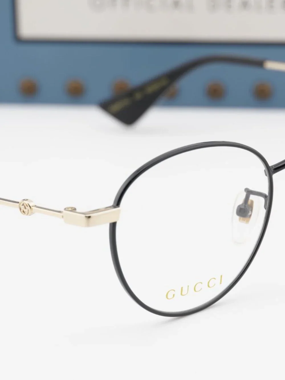 Gucci GG0607OK 003 Round Eyeglasses - Black/Gold 50mm